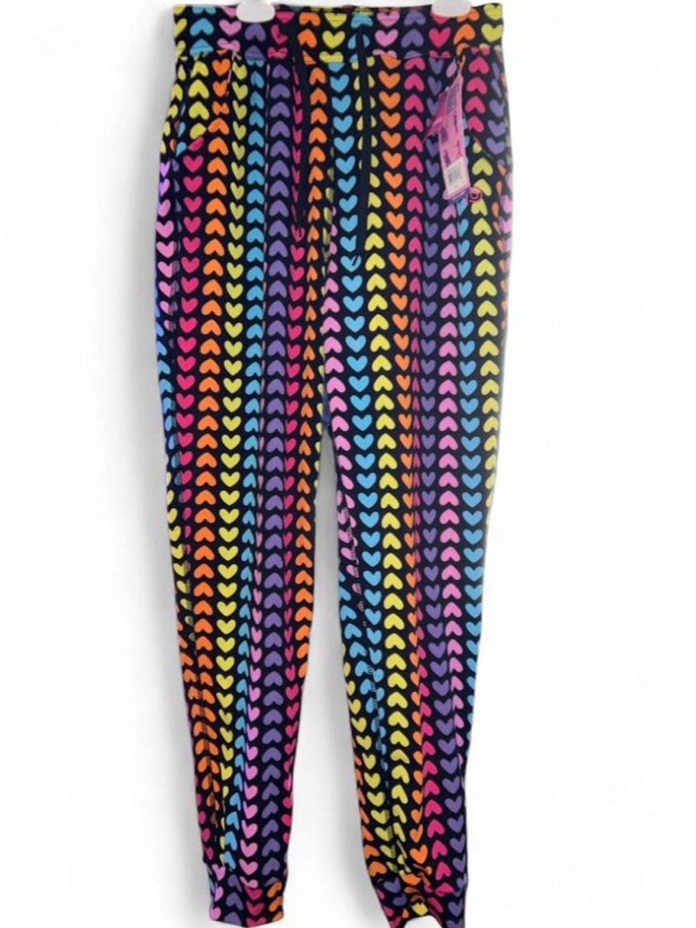 Women’s Rainbow Heart Print Leggings - Black Multi